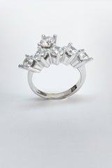 6 Row Silver Ring with Swarovski Stone