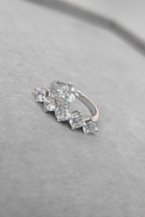 6 Row Silver Ring with Swarovski Stone