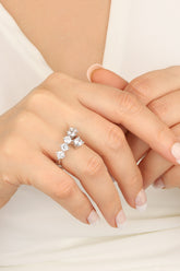 6 Row Silver Ring with Swarovski Stone