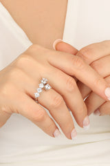 6 Row Silver Ring with Swarovski Stone