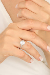 Large Swarovski Stone Silver Ring