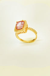Pink Swarovski Stone Silver Ring