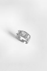 Baguette Stone Heart Silver Ring