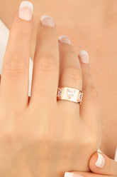 خاتم فضة على شكل قلب من حجر الباجيت