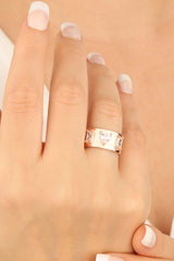 Baguette Stone Heart Silver Ring