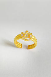 Baguette Stone Hexagon Silver Ring