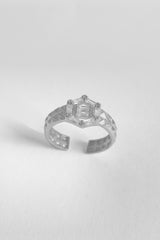 Baguette Stone Hexagon Silver Ring