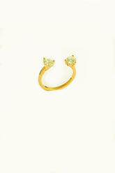 White Double Stone Silver Ring