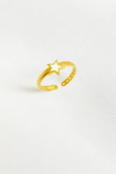 White Enamel Star Silver Joint Ring