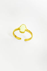 White Enamel Fatma Mother's Hand Silver Ring