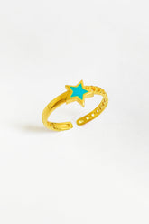 Turquoise Mine Star Silver Joint Ring