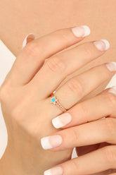 خاتم مفصل فضي من نجمة منجم الفيروز