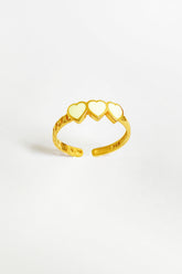 White Enameled Heart Silver Ring