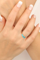 خاتم فضة مطلي بالمينا الفيروزي