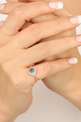 Aquamarine Stone Silver Joint Ring