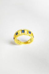 Baguette Colored Stone Silver Ring