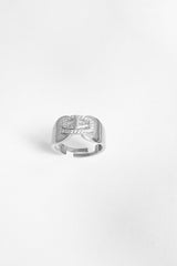 Adjustable Size Baguette Stone Silver Ring