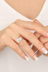 Adjustable Size Baguette Stone Silver Ring