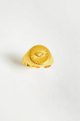 White Single Stone Silver Eye Ring