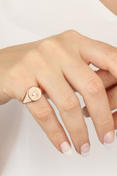 خاتم عين فضي بحجر واحد أبيض