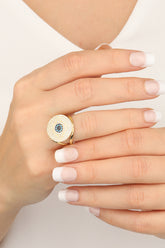 خاتم فضة ذو عين كبيرة