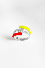 خاتم فضي مطلي بالمينا المزدوجة