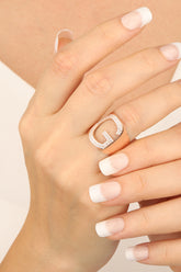White Stone Silver Letter Ring - G