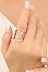 White Stone Silver Letter Ring - Z