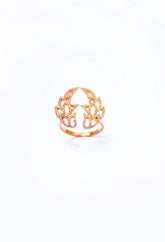 خاتم فضي على شكل جناح ملاك حجري