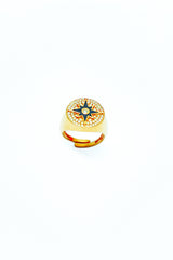 Enameled Star Silver Ring