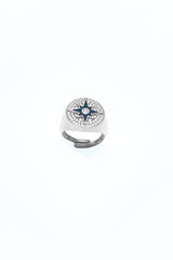 Enameled Star Silver Ring