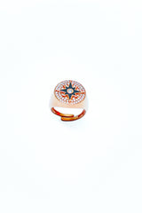 Enameled Star Silver Ring