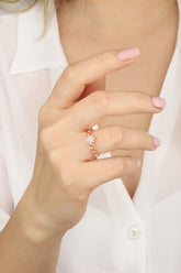 White Stone Star Silver Ring