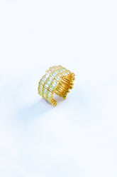 3 Row Baguette Stone Silver Ring