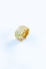 3 Row Baguette Stone Silver Ring