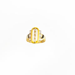 Lined White Baguette Stone Silver Ring