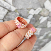 خاتم فضي بسلسلة من حجر الباجيت