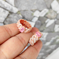 Baguette Stone Gurmet Chain Model Silver Ring