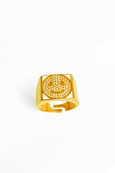 White Enameled Stone Smiley Emoji Square Silver Ring