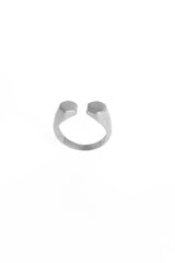 Non Gemstone Hexagonal Tipped Silver Ring