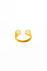 Gemstone Hexagonal Tipped Silver Ring