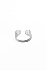 Gemstone Hexagonal Tipped Silver Ring