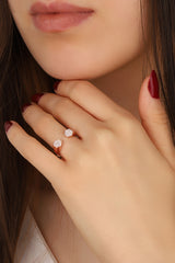 Gemstone Hexagonal Tipped Silver Ring