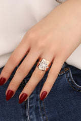 White Baguette Stone Thick Sun Silver Ring