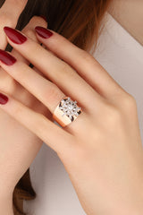 White Baguette Stone Thick Sun Silver Ring