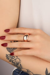 Non Stone Convex Plain Shiny Silver Ring