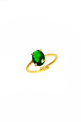 Green Color Natural Stone Silver Ring