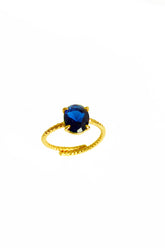 Dark Blue Color Natural Stone Silver Ring