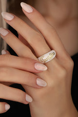 خاتم فضة إسترليني مرصع بحجر المينا بتصميم عربي حب (حب)