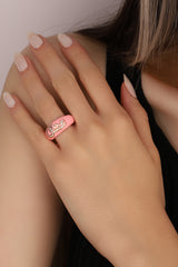 خاتم فضة إسترليني مرصع بحجر المينا بتصميم عربي حب (حب)